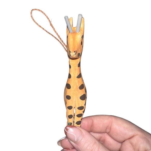 Wood Giraffe Christmas Ornament - Picture 2 of 3